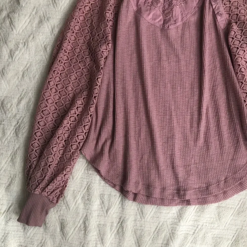 Free People Sweetest Thing Thermal Top in Rose